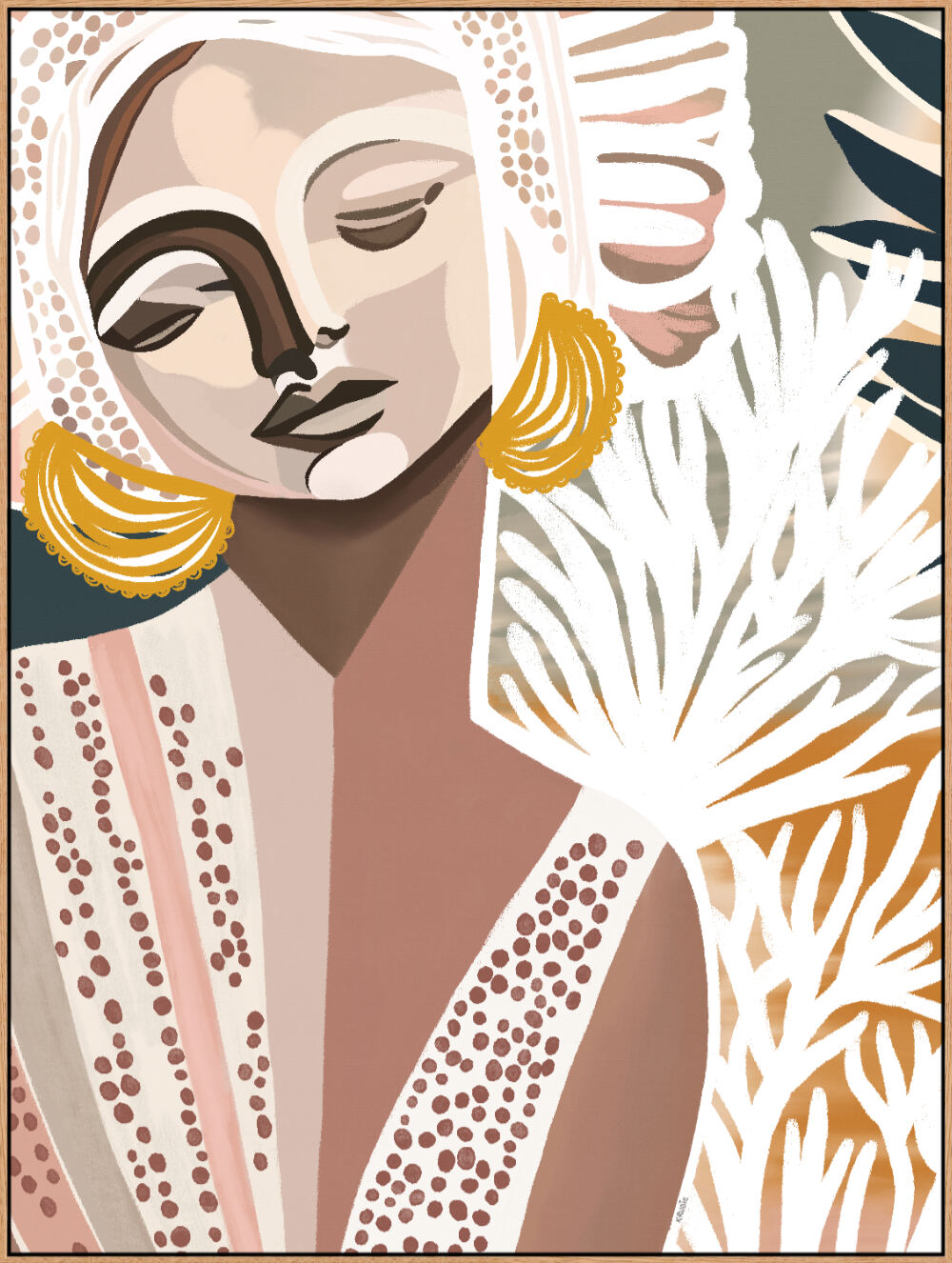 Abstract female face calm art print