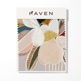 Artwork sample Elodie packaging with floral design and 'Haven' branding on a white background