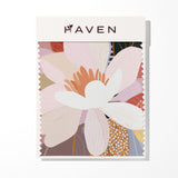 Flourish Artwork Sample patterned fabric swatch with 'Haven' branding on a white background