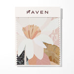 Reverie Artwork sample with floral design and 'Haven' branding on a white background