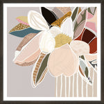 A framed print featuring abstract floral