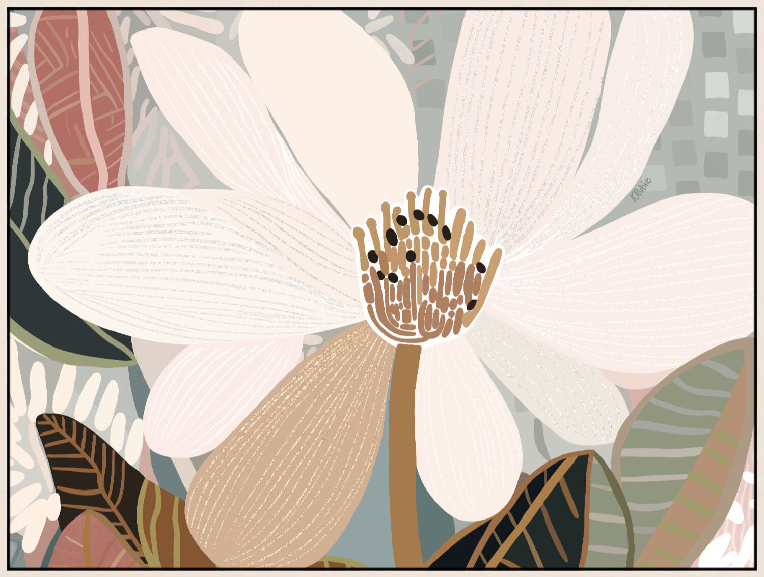 Magnolia Art Print White Frame