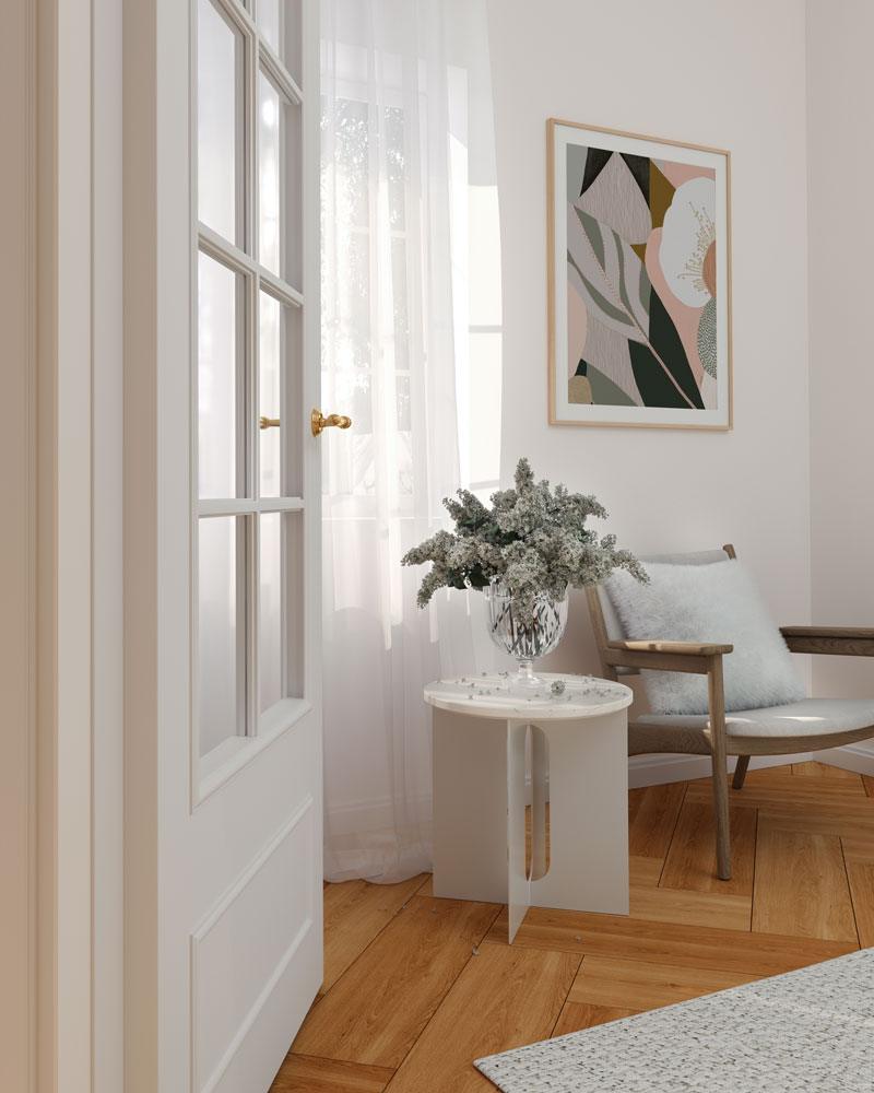 A framed abstract floral print