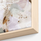 Framed abstract artwork with floral design on a light background
