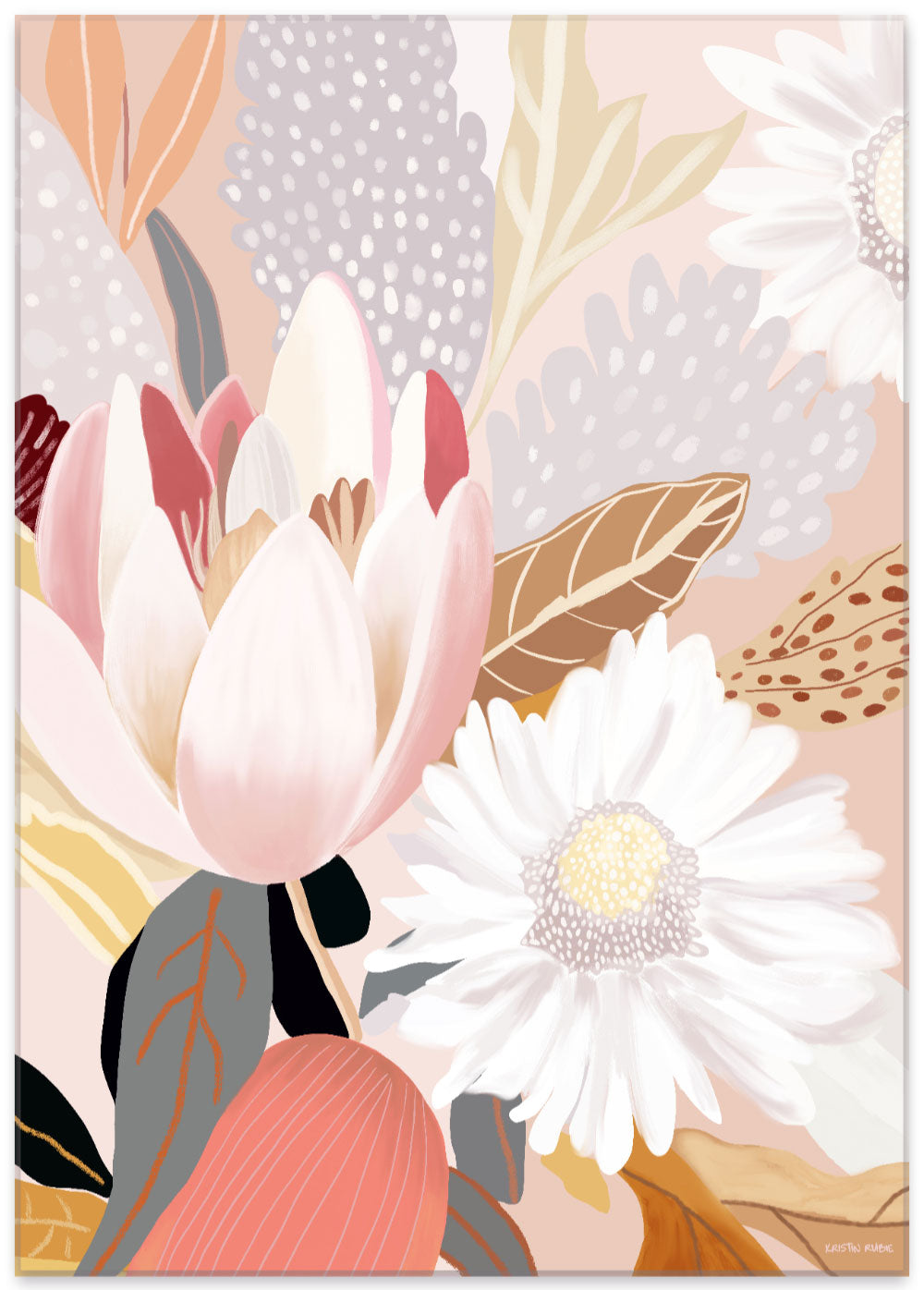 Halcyon - Unframed Art Print for Living Room by Kristin Rubie, featuring modern elegance and style, perfect for enhancing any living space.