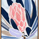 Blue Protea - Framed Canvas Print