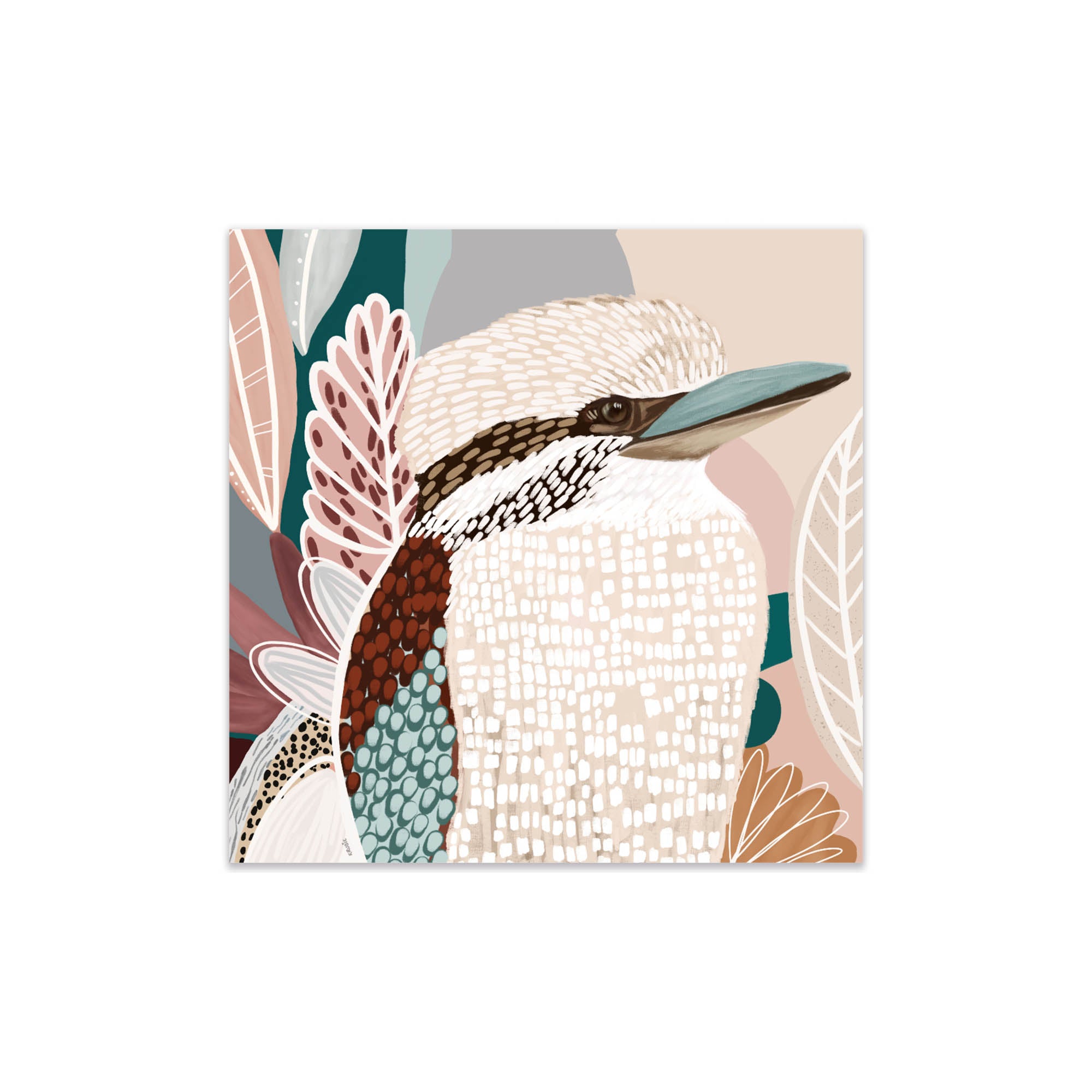 Kookaburra in Pink – Australian Bird Rolled Canvas Print