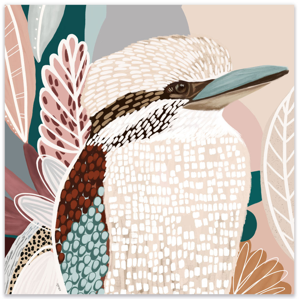 Kookaburra in Pink – Australian Bird Rolled Canvas Print