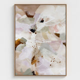 Abstract art print with soft colors on a white wall