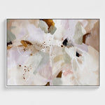 Abstract floral artwork with soft colors on a white background