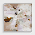 Abstract canvas art print with soft pastel coloa urs in white frame on a white background