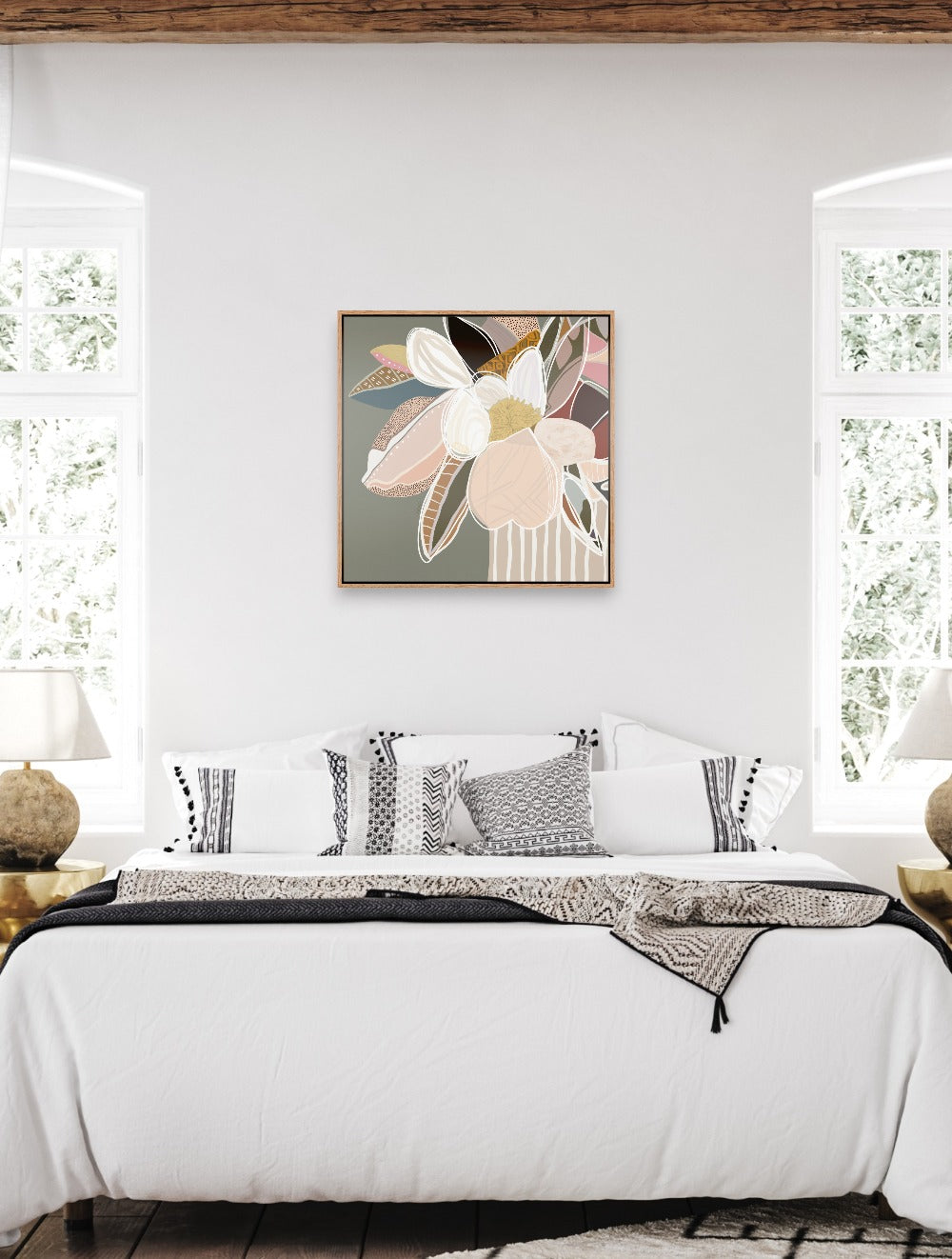 Elodie Sage Framed Canvas