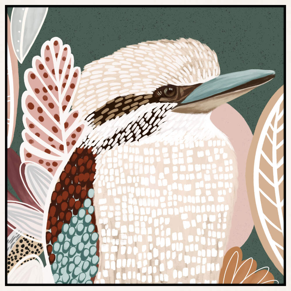 Kookaburra_In_Green_White Frame