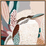 Pink Kookaburra Print Oak Frame