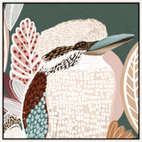 Kookaburra in Green - Framed Canvas Print
